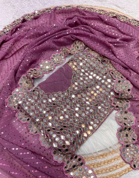 New Beautiful Designer Real Mirror Work Party Wear Saree