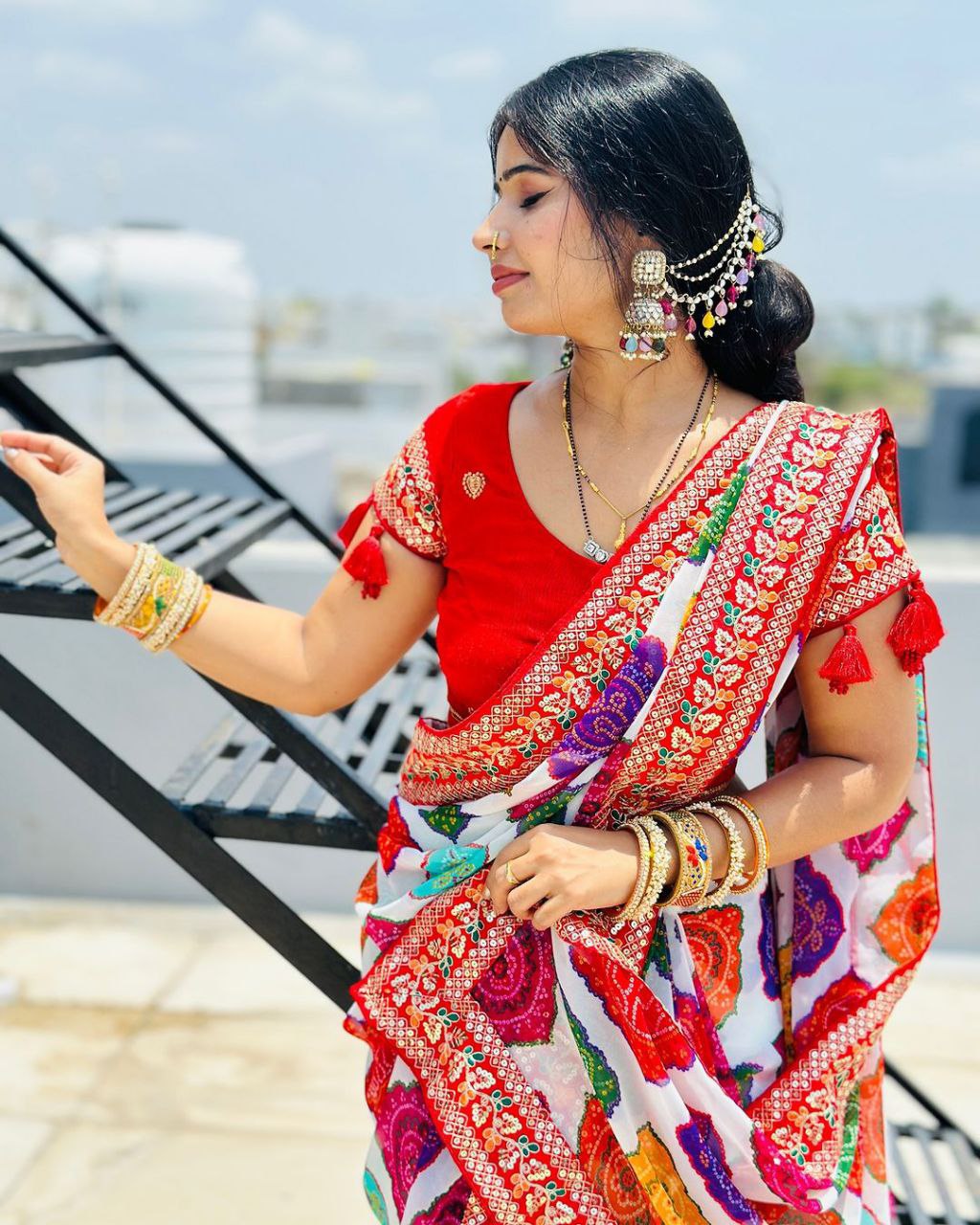New Superhit Trending Embroidered Cotton Thread & Sequins Work Designer Saree