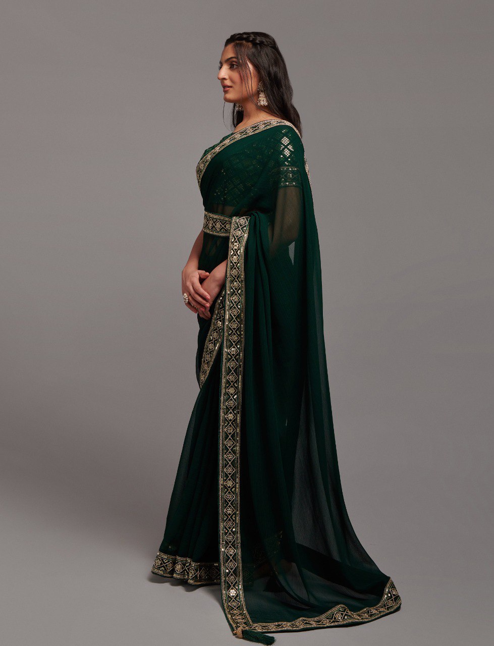 New Green Belts Saree
