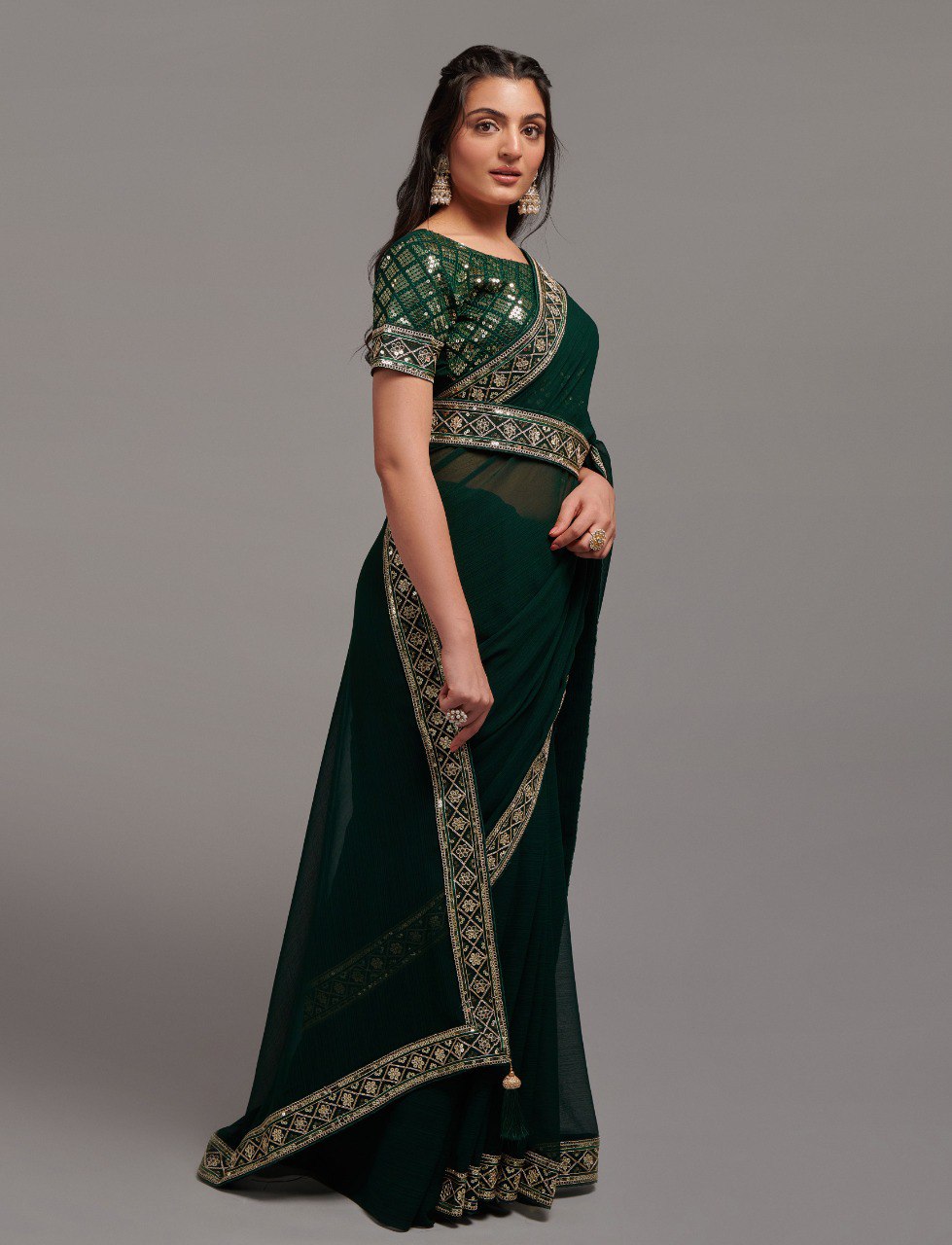 New Green Belts Saree