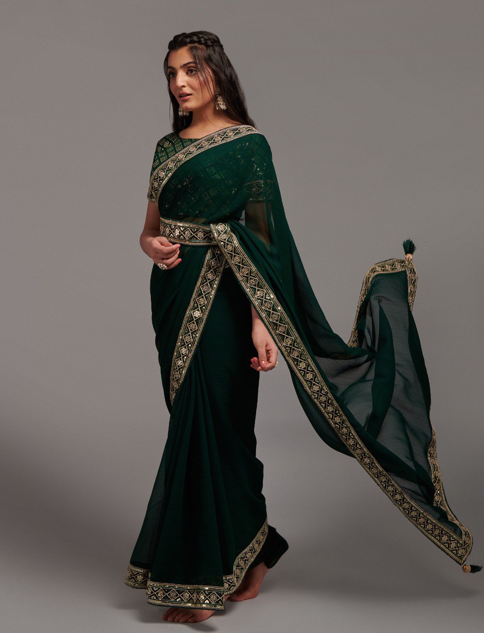 New Green Belts Saree