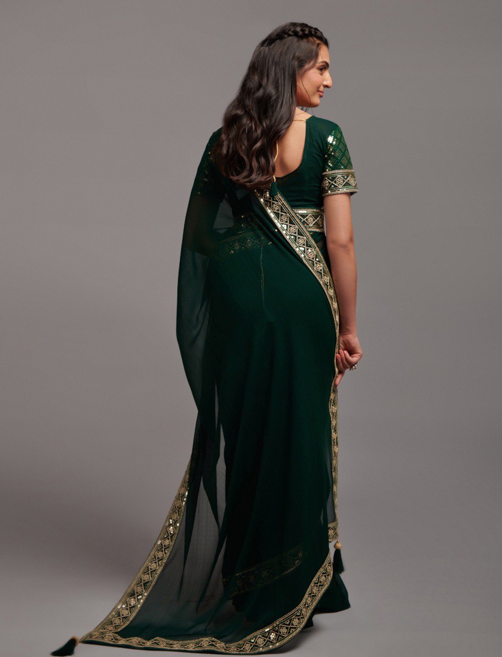 New Green Belts Saree