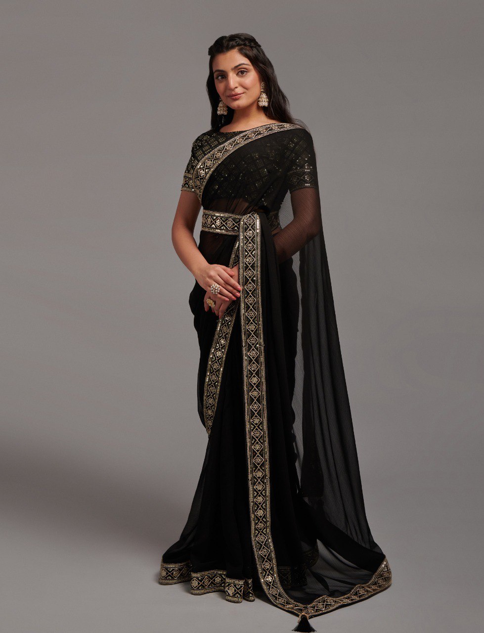 New Black Belts Saree