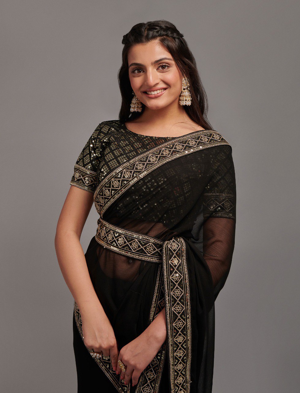 New Black Belts Saree